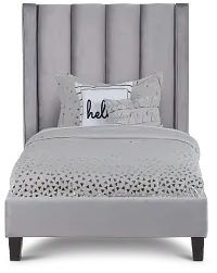 Audrey Dark Gray Velvet Platform Bed