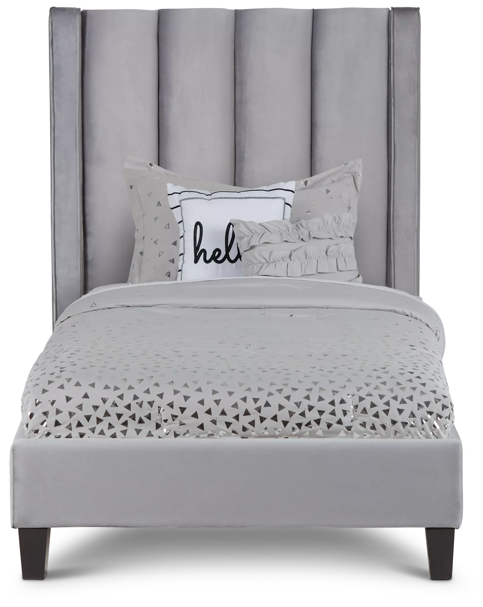 Audrey Dark Gray Velvet Platform Bed