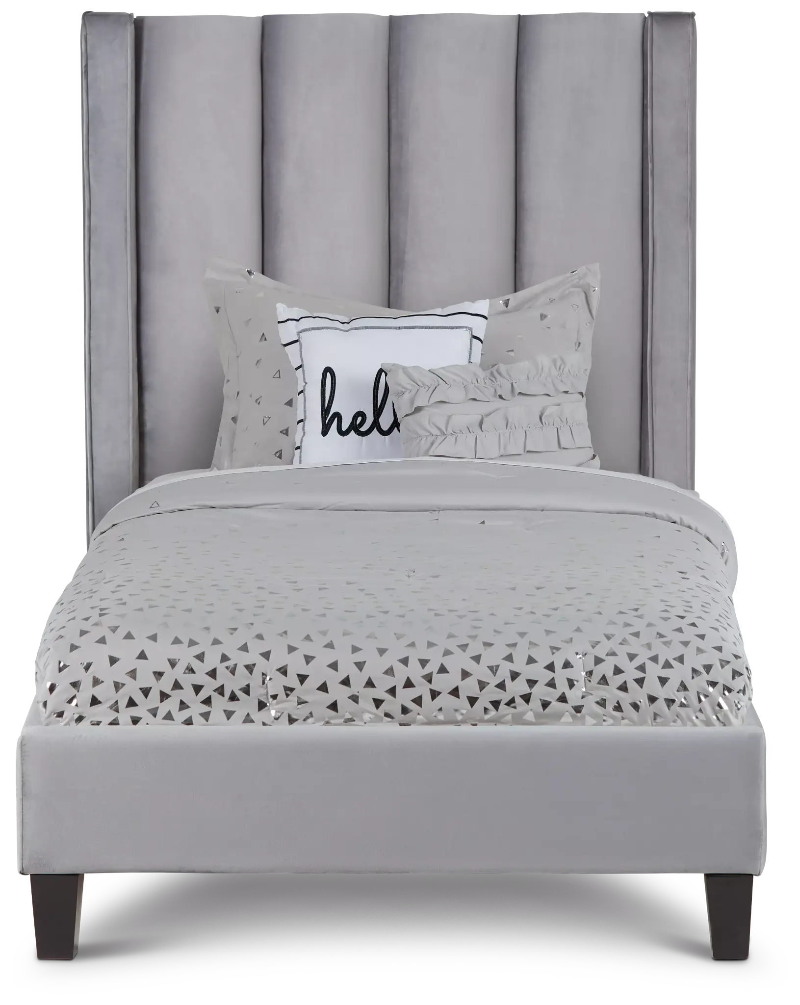 Audrey Dark Gray Velvet Platform Bed Audrey Dark Gray Velvet Platform Bed