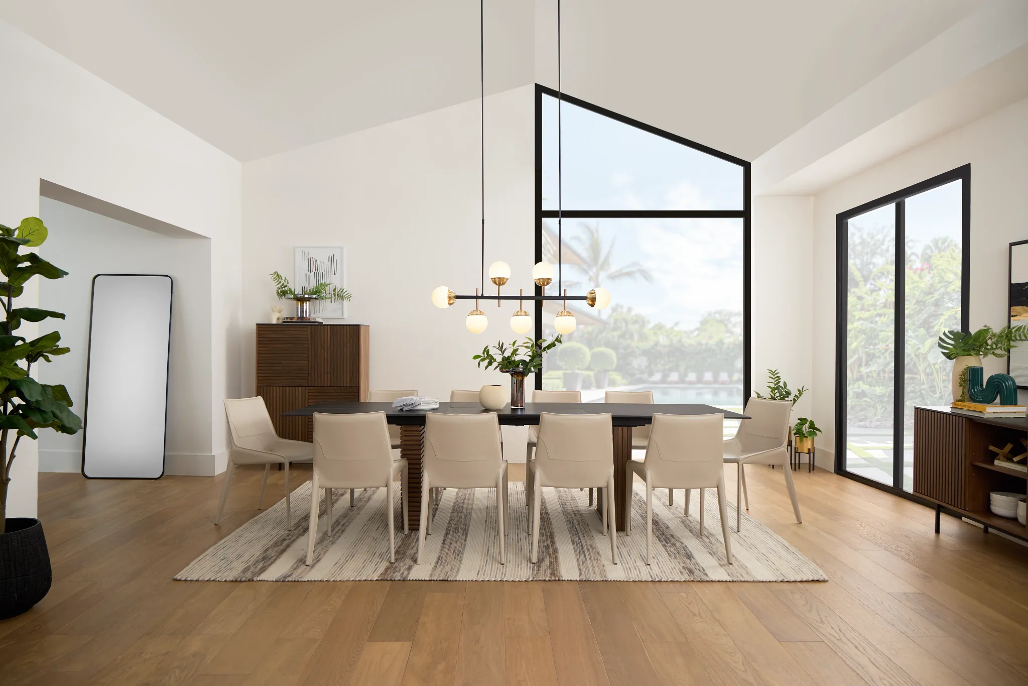 Wayne Two-tone Stone Rectangular Table &4 Light Beige Upholstered Chair