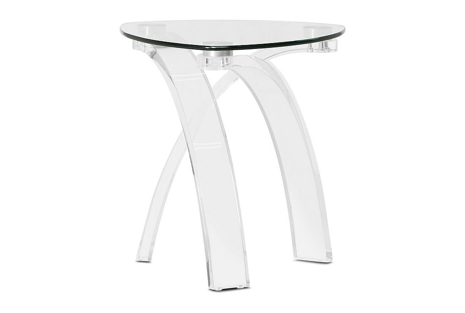Cannes Glass Triangular End Table Living Room End Tables City Furniture