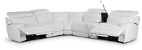 Reign White Lthr/vinyl Medium Dual Power 2-arm Reclining Sectional