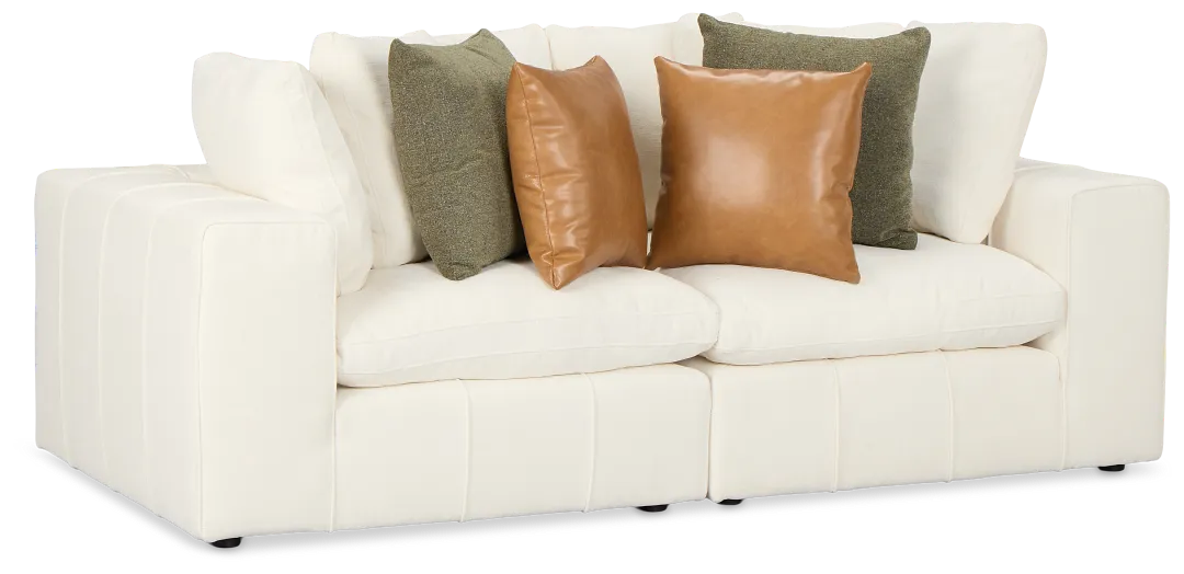 Cruz White Fabric 2-piece Modular Sofa