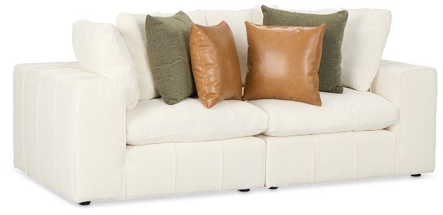 Cruz White Fabric 2-piece Modular Sofa
