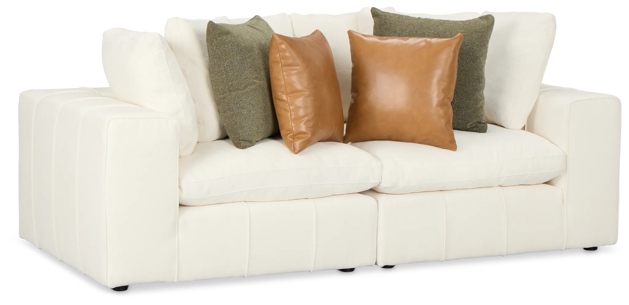 Cruz White Fabric 2-piece Modular Sofa