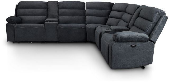 Orion Dark Gray Fabric Large Triple Power Reclining Two-arm Sectional