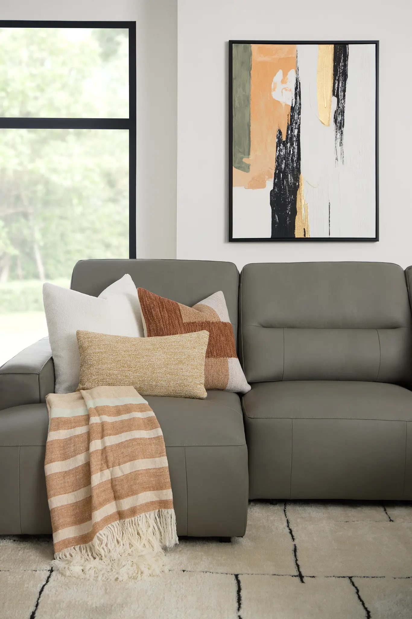 Rudy Gray Lthr/vinyl Left Dual Power Extension Chaise Sectional Rudy Gray Lthr/vinyl Left Dual Power Extension Chaise Sectional