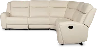 Walker Ivory Lthr/vinyl Small Two-arm Manually Reclining Sectional