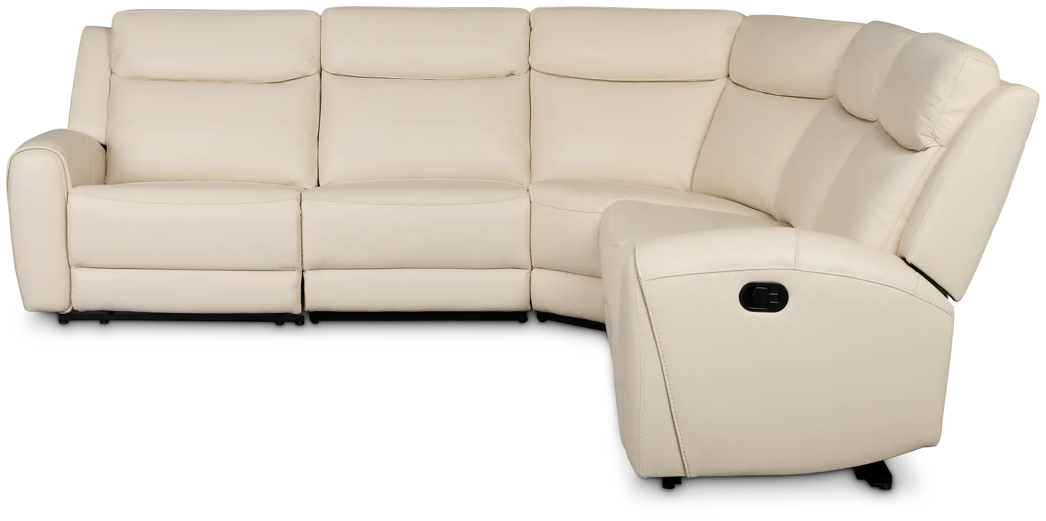 Walker Ivory Lthr/vinyl Small Two-arm Manually Reclining Sectional Walker Ivory Lthr/vinyl Small Two-arm Manually Reclining Sectional