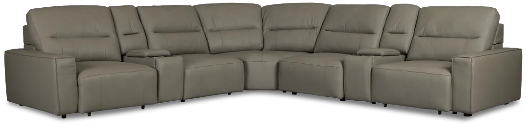 Rudy Gray Lthr/vinyl Large Dual Power 2 Arm Extension Chaise Sectional