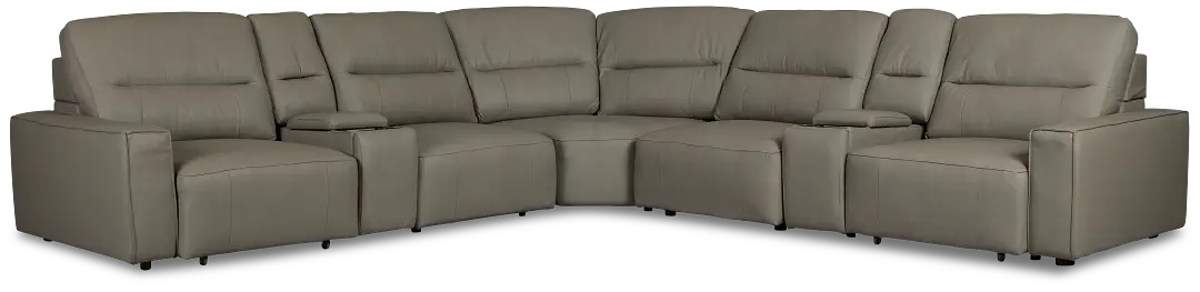 Rudy Gray Lthr/vinyl Large Dual Power 2 Arm Extension Chaise Sectional Rudy Gray Lthr/vinyl Large Dual Power 2 Arm Extension Chaise Sectional