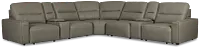 Rudy Gray Lthr/vinyl Large Dual Power 2 Arm Extension Chaise Sectional
