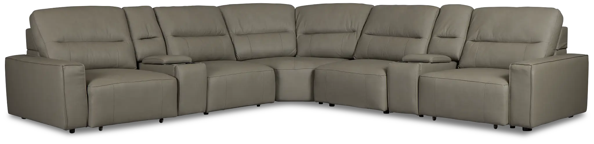 Rudy Gray Lthr/vinyl Large Dual Power 2 Arm Extension Chaise Sectional Rudy Gray Lthr/vinyl Large Dual Power 2 Arm Extension Chaise Sectional