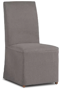 Harbor Dark Gray Long Slipcover Chair With Light Tone Leg