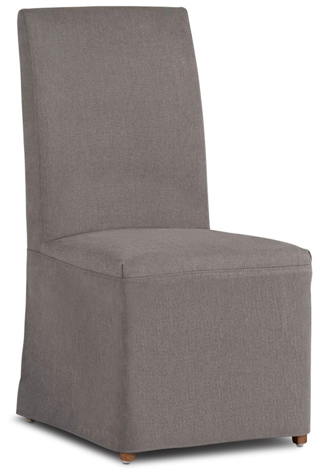 Harbor Dark Gray Long Slipcover Chair With Light Tone Leg