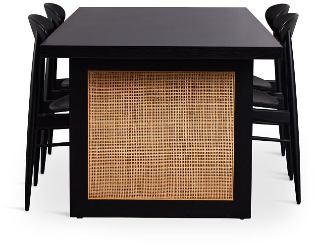 Brisbane Black Rectangular Table & 4 Wood Chairs