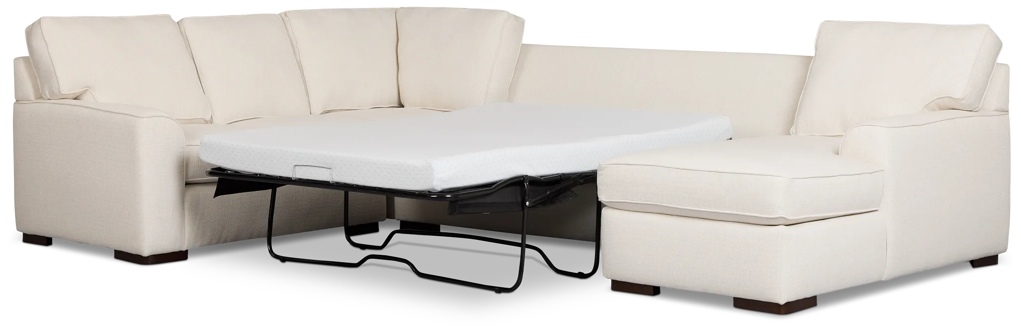 Sinclair Light Beige Fabric Right Chaise Memory Foam Sleeper Sectional
