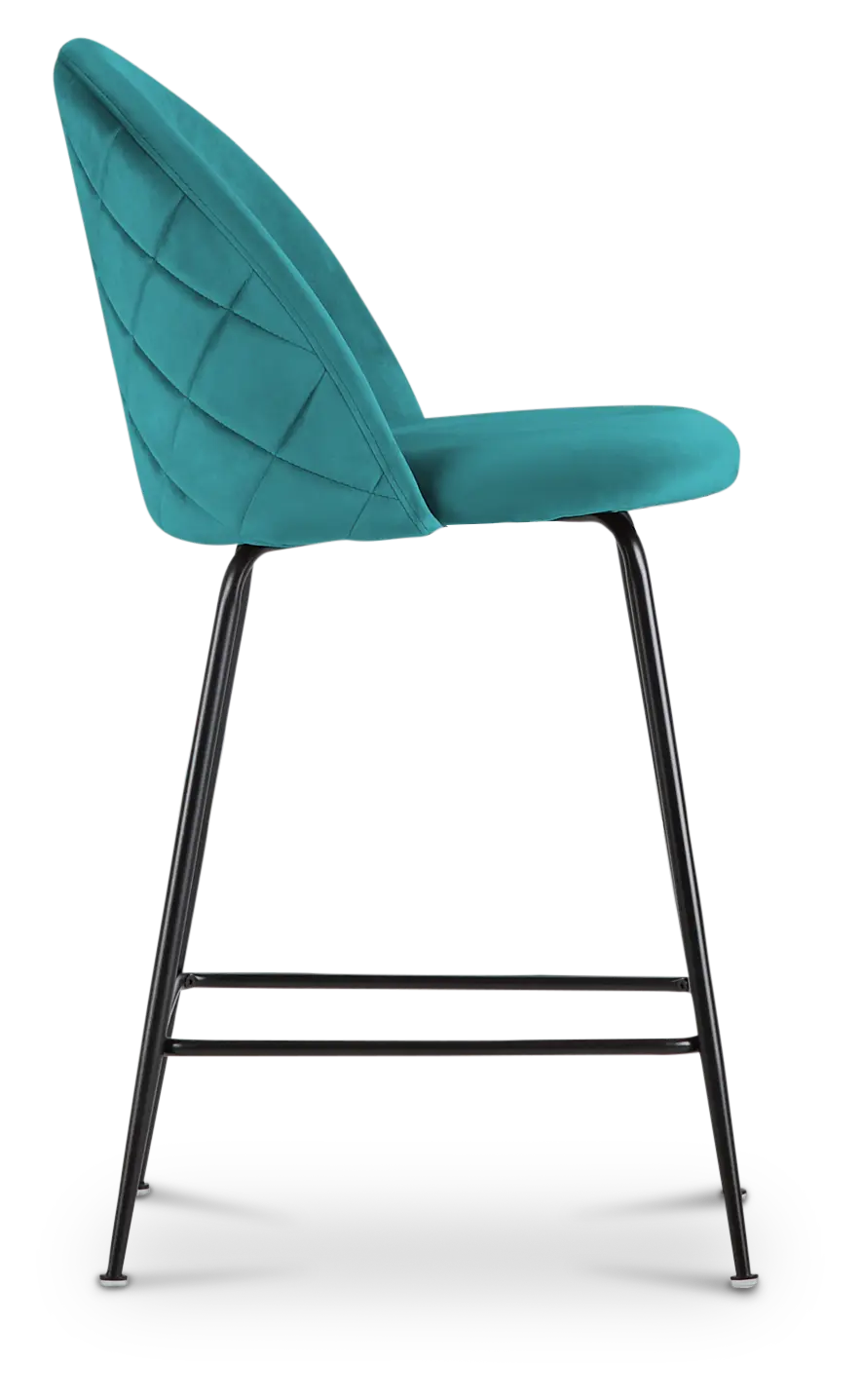 Capri Dark Teal Velvet Upholstered 24" Barstools W/black Legs Capri Dark Teal Velvet Upholstered 24" Barstools W/black Legs