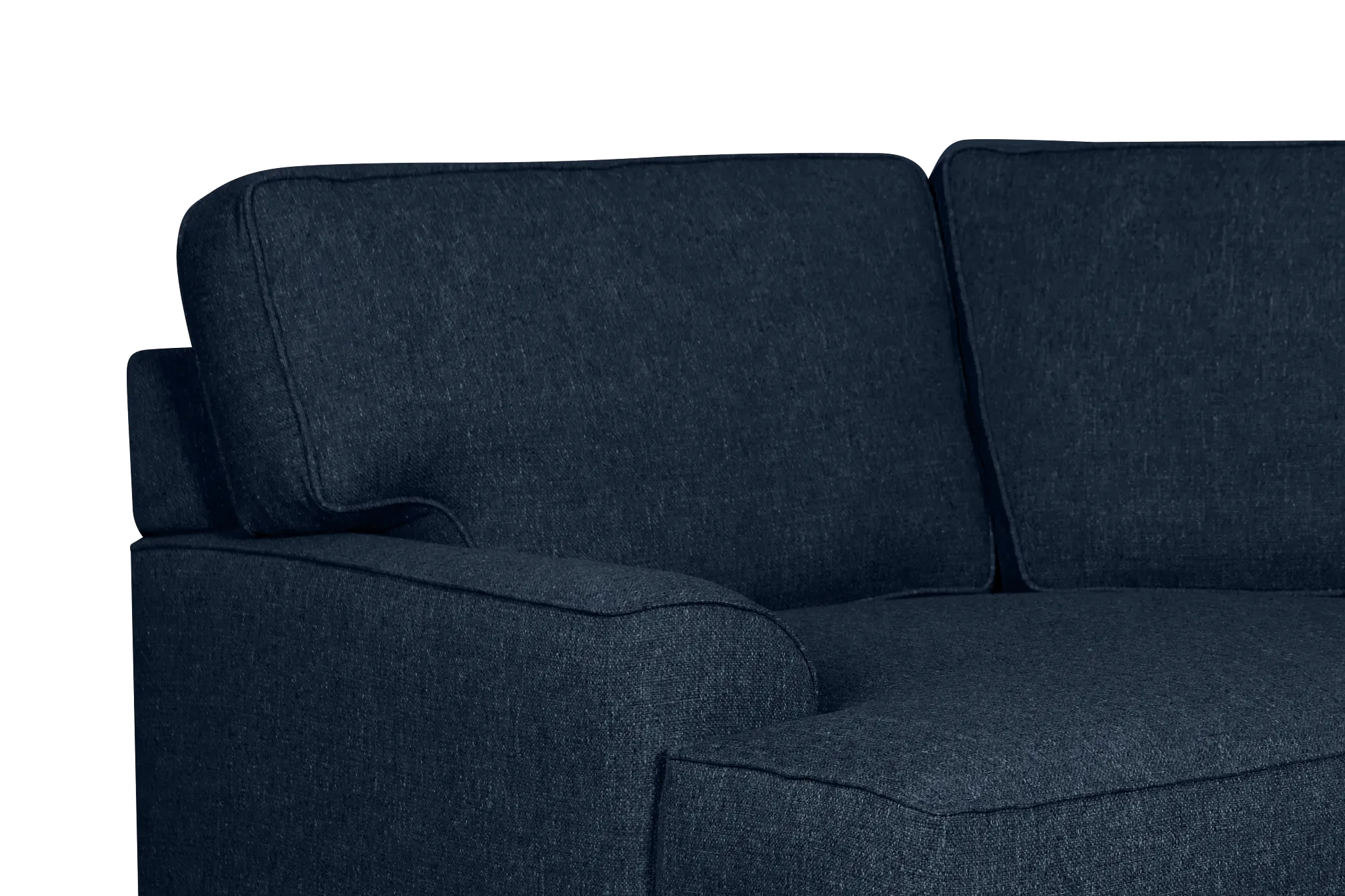 Sinclair Dark Blue Fabric Large Left Cuddler Sectional