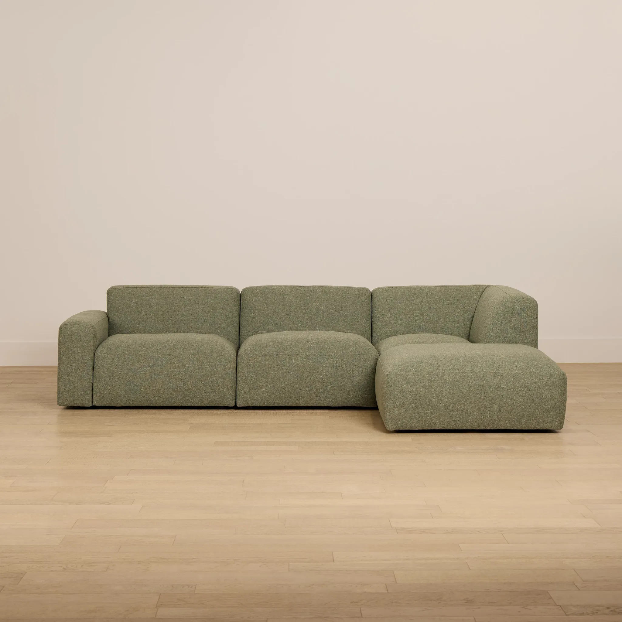 Baylor Green Fabric 4-piece Right Facing Bumper Sectional