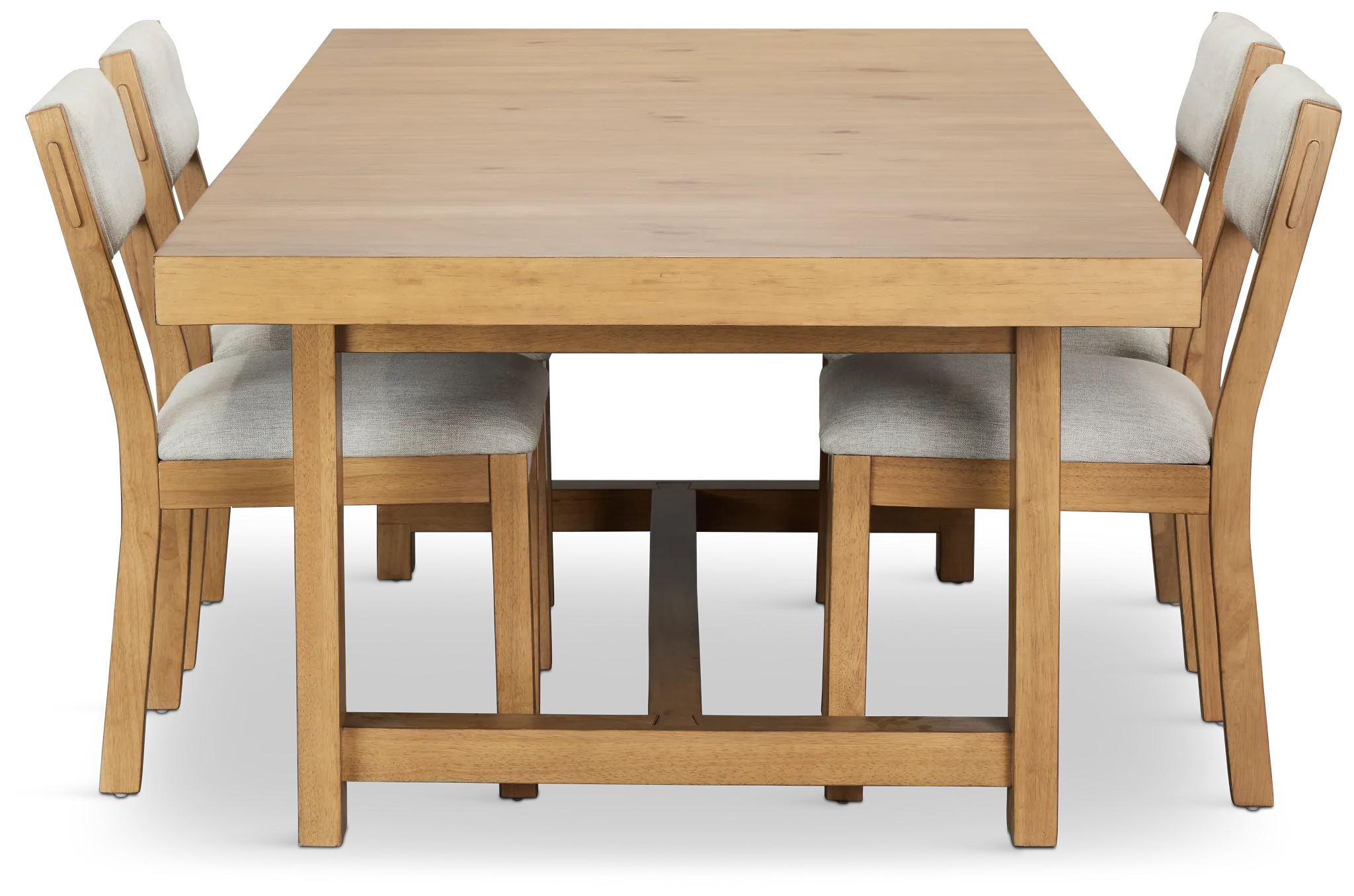 Vail Light Tone Trestle Table & 4 Upholstered Chairs