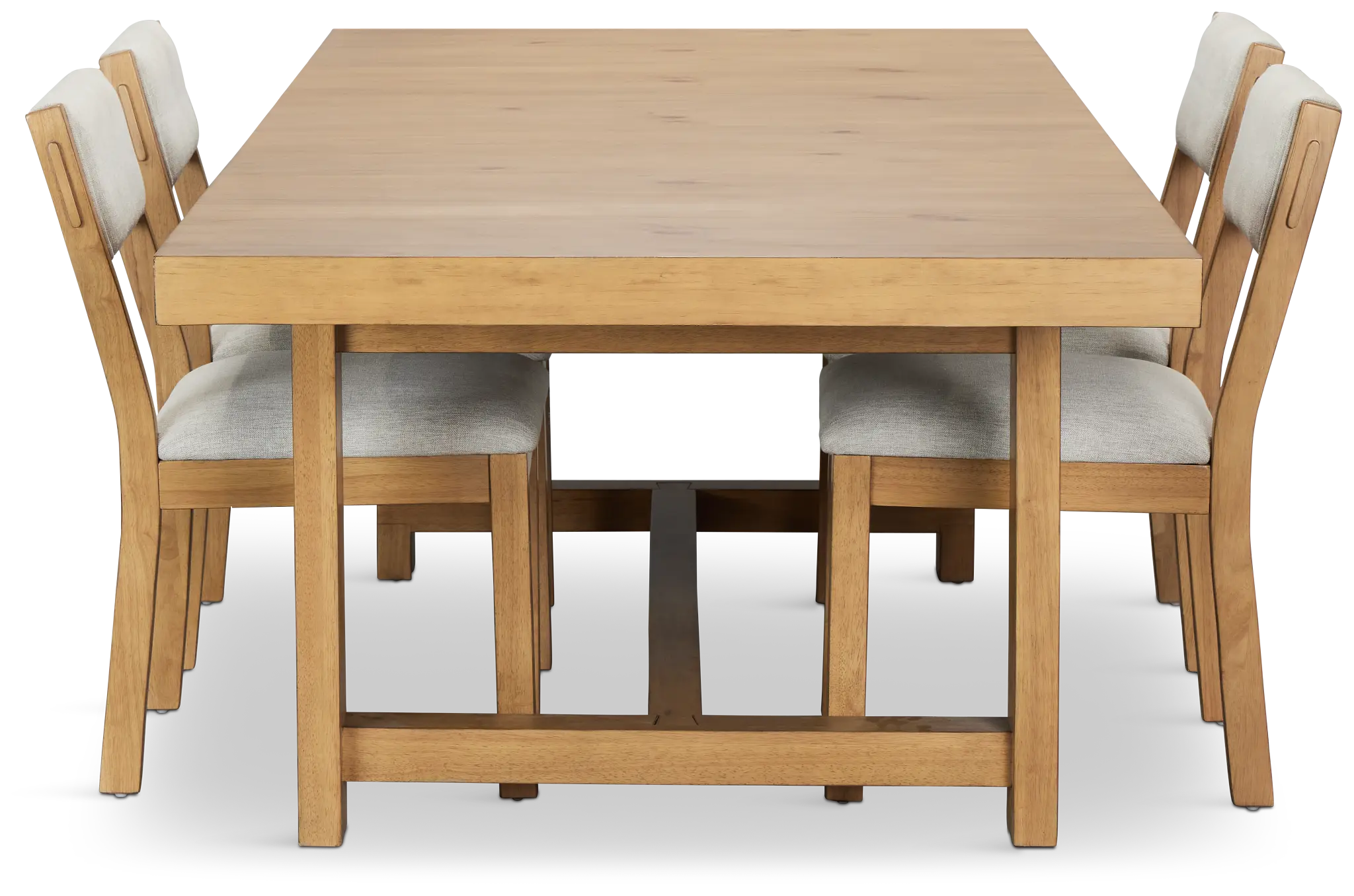 Vail Light Tone Trestle Table & 4 Upholstered Chairs Vail Light Tone Trestle Table & 4 Upholstered Chairs