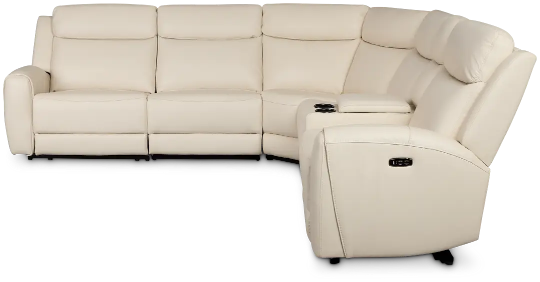 Walker Ivory Lthr/vinyl Medium Triple Power 2-arm Sectional Walker Ivory Lthr/vinyl Medium Triple Power 2-arm Sectional