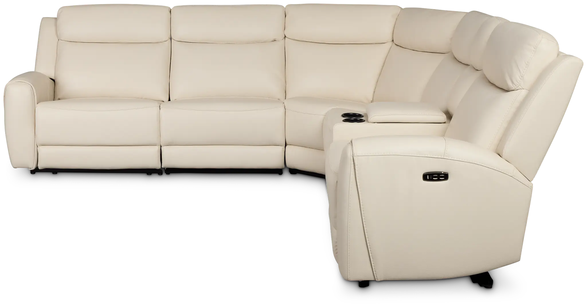 Walker Ivory Lthr/vinyl Medium Triple Power 2-arm Sectional Walker Ivory Lthr/vinyl Medium Triple Power 2-arm Sectional
