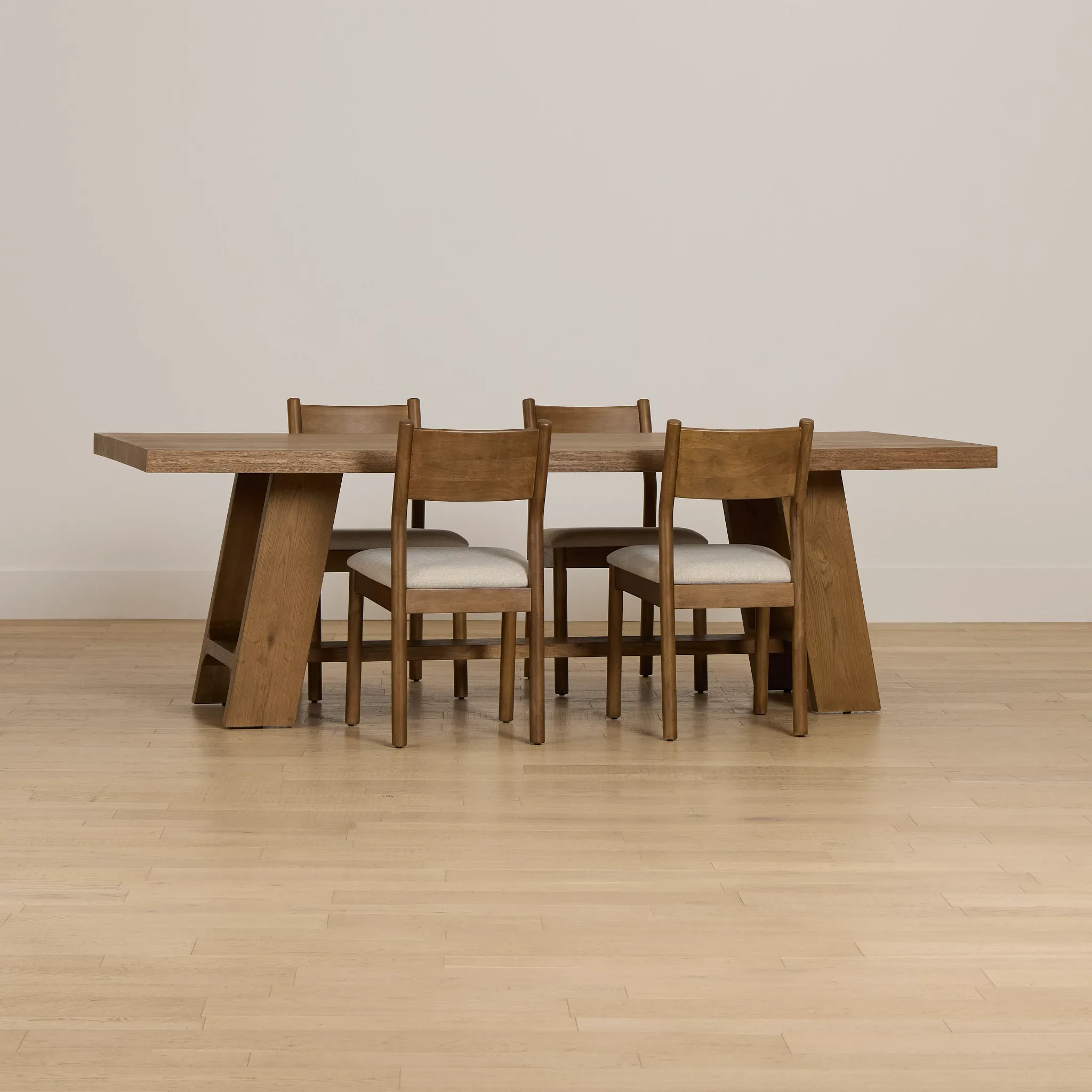 Rochester Mid Tone Rectangular Table & 4 Upholstered Chairs