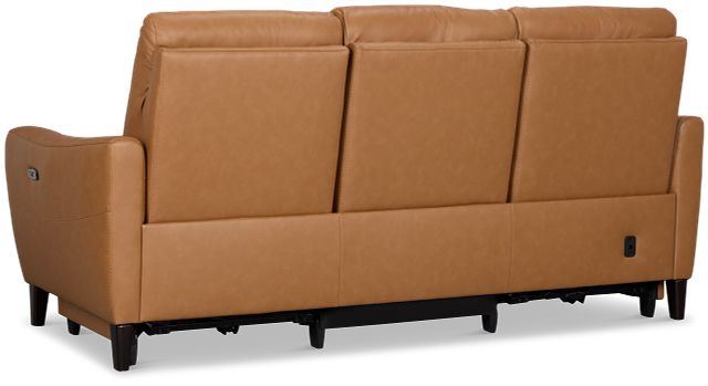 Keaton Brown Lthr/vinyl Power Reclining Sofa W/ Power Headrest