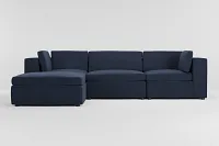 Destin Peyton Dark Blue Fabric 4-piece Bumper Sectional