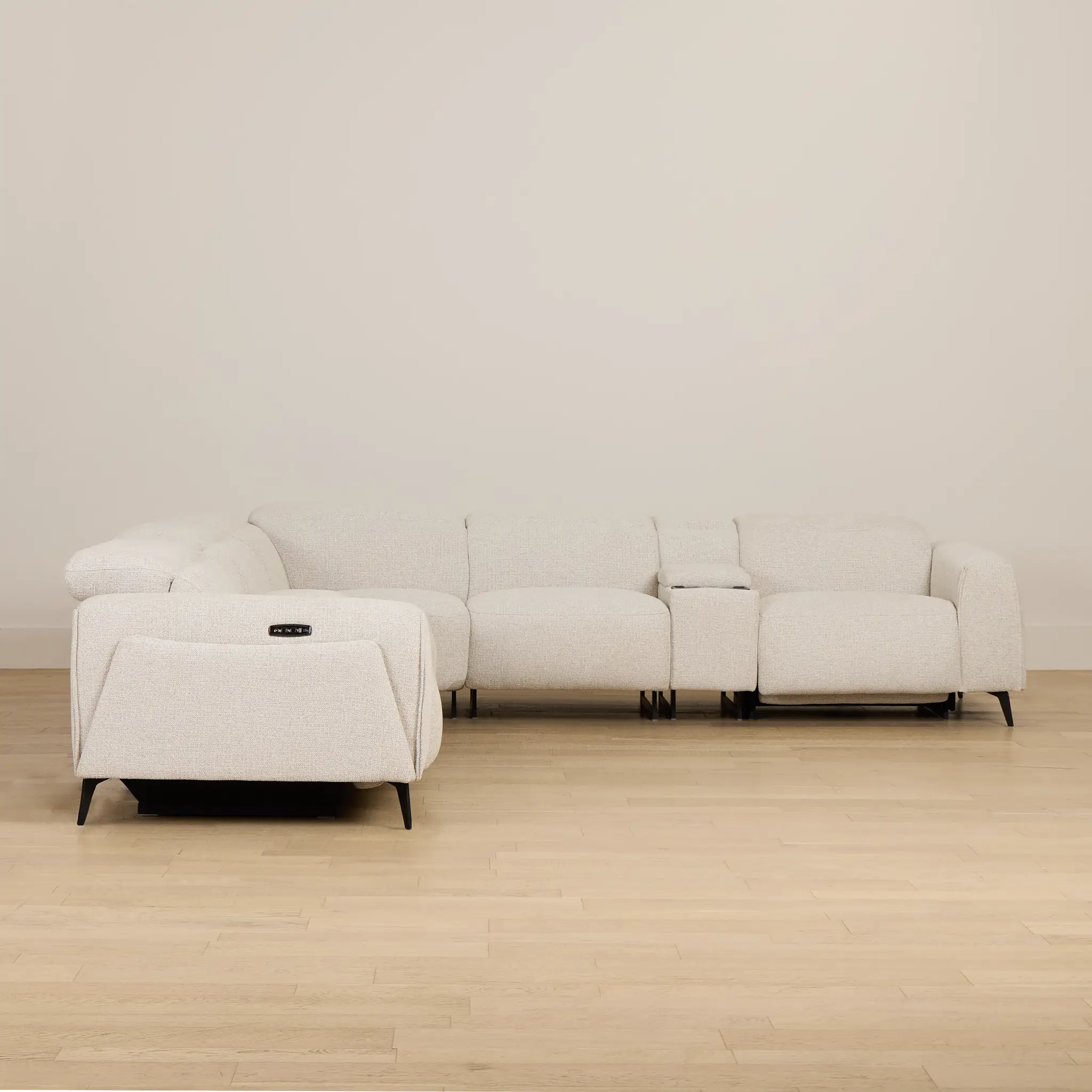 Reyna Light Beige Fabric Large Dual Power Reclining Two-arm Sectional Reyna Light Beige Fabric Large Dual Power Reclining Two-arm Sectional