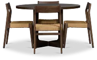 Santorini Dark Tone Round Table & 4 Woven Chairs