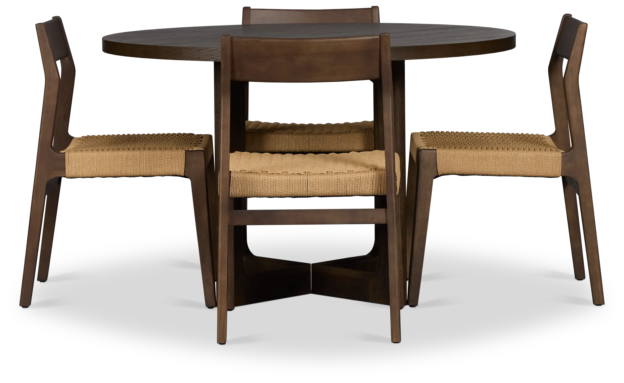 Santorini Dark Tone Round Table & 4 Woven Chairs Santorini Dark Tone Round Table & 4 Woven Chairs