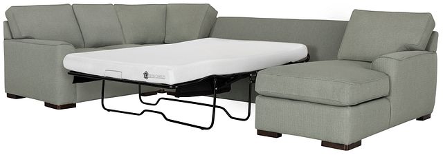 Austin Green Fabric Right Chaise Memory Foam Sleeper Sectional
