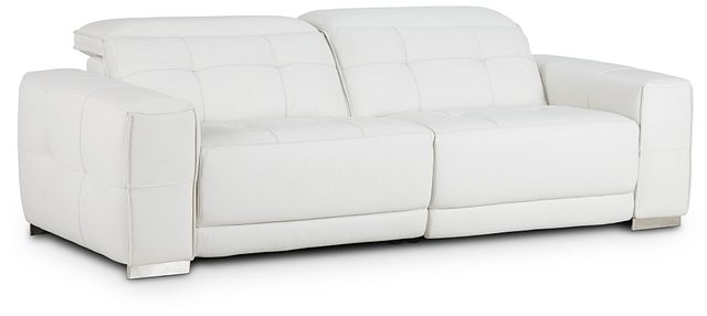 Reva White Leather Power Reclining Sofa