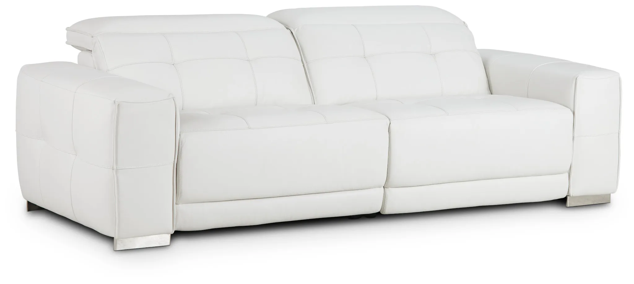 Reva White Leather Power Reclining Sofa