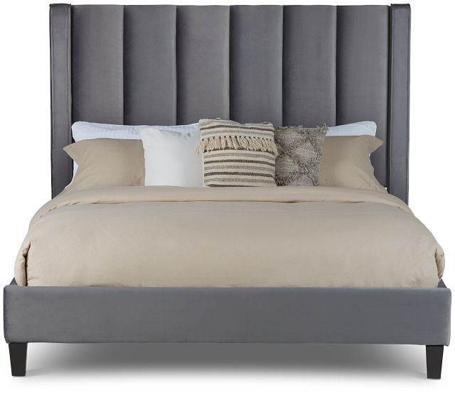 Audrey Dark Gray Velvet Platform Bed