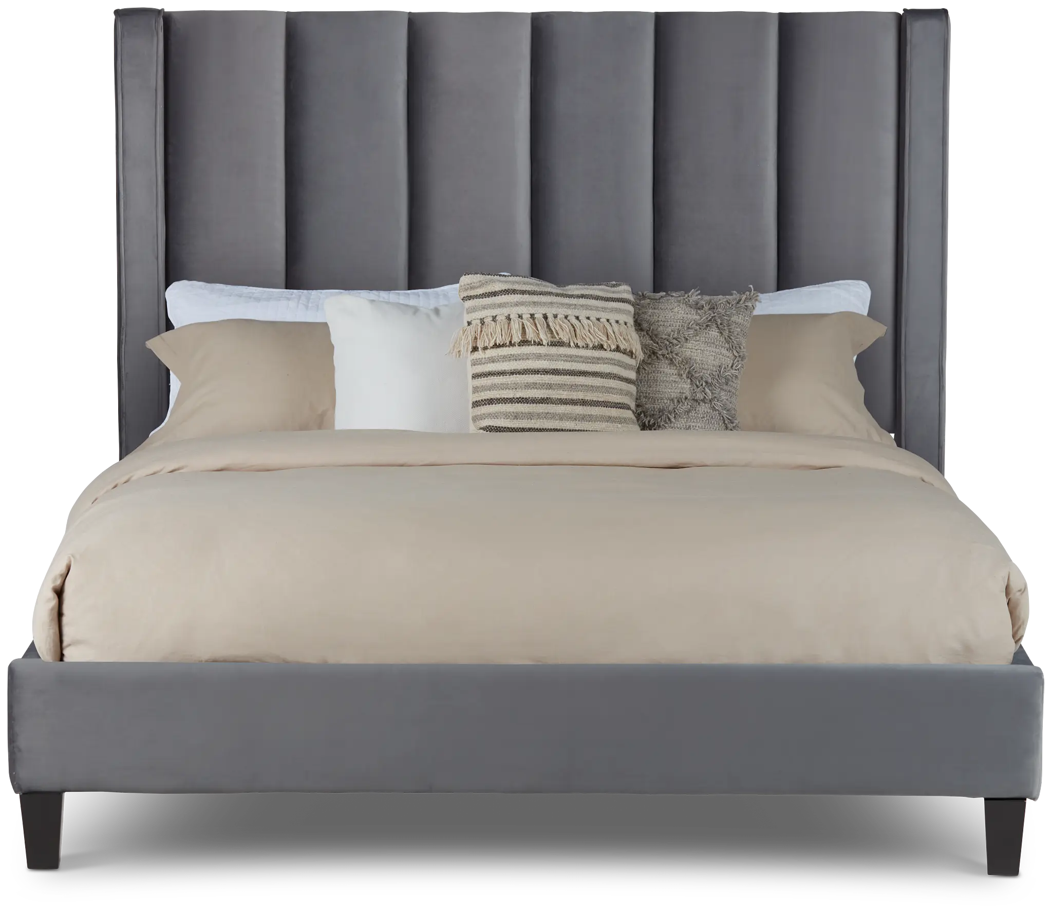 Audrey Dark Gray Velvet Platform Bed Audrey Dark Gray Velvet Platform Bed