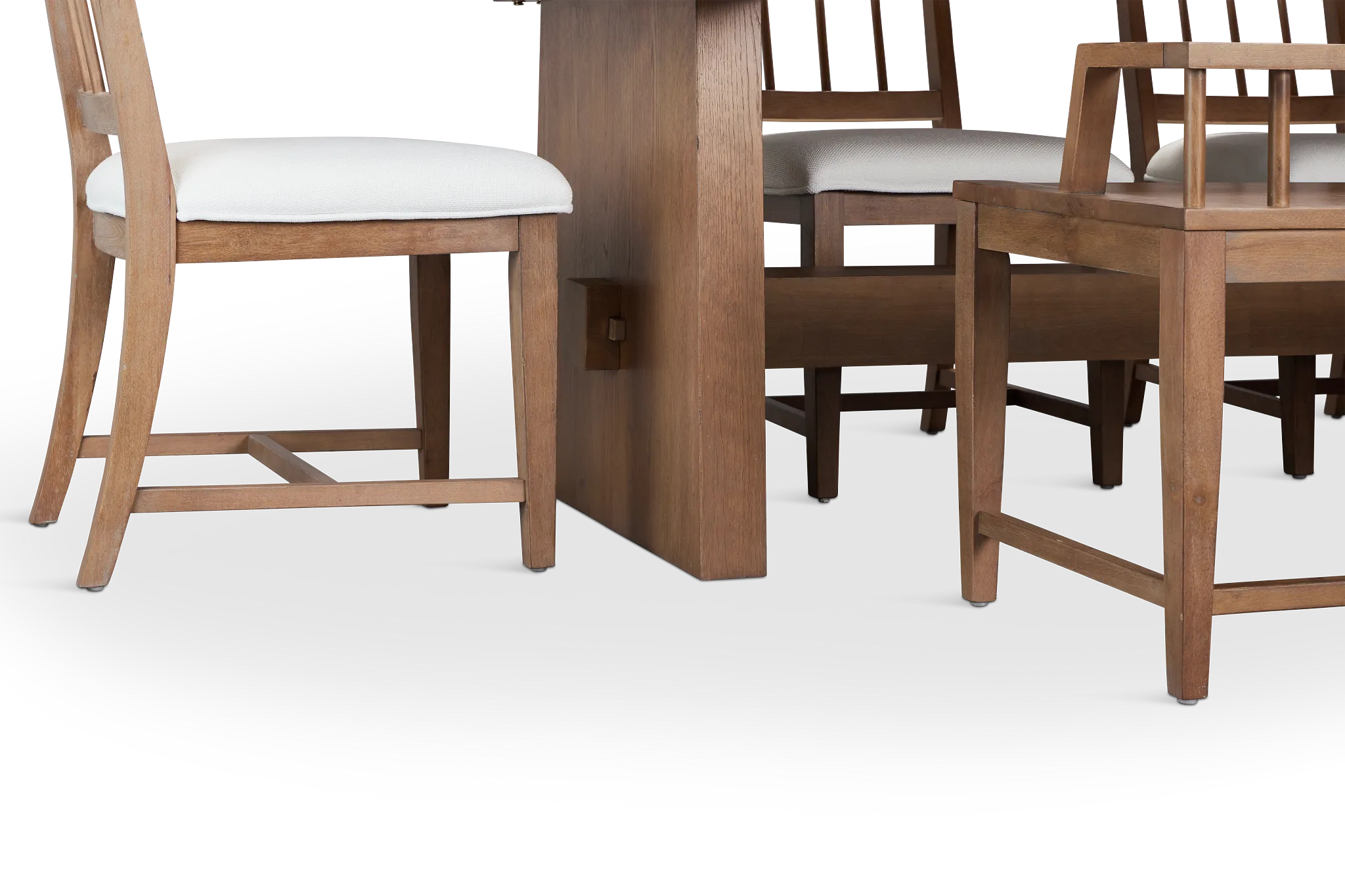 Provo Mid Tone Trestle Table, 4 White Chairs & Bench