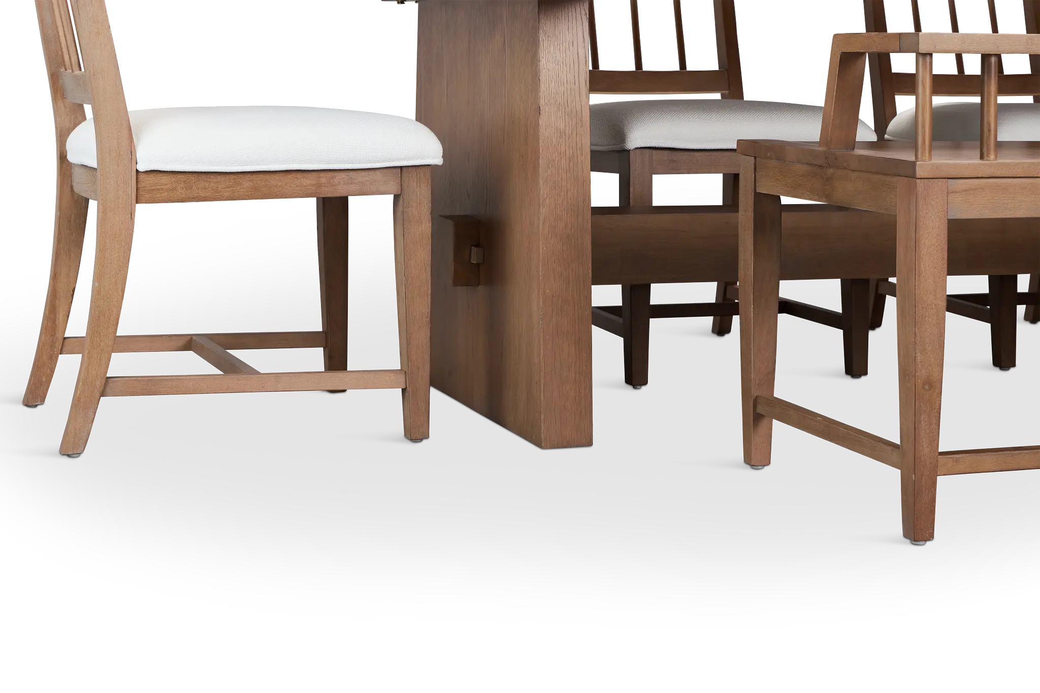 Provo Mid Tone Trestle Table, 4 White Chairs & Bench Provo Mid Tone Trestle Table, 4 White Chairs & Bench