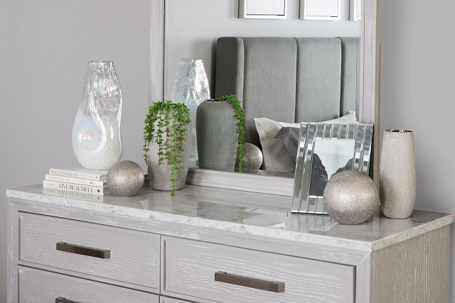 Mckinney Gray Marble Dresser & Mirror