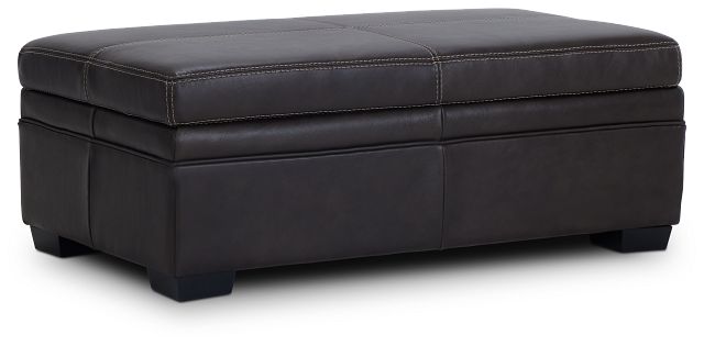 Carson Dark Brown Leather Storage Ottoman