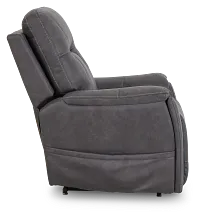 Akron Dark Gray Micro Power Lift Recliner With Power Lumbar