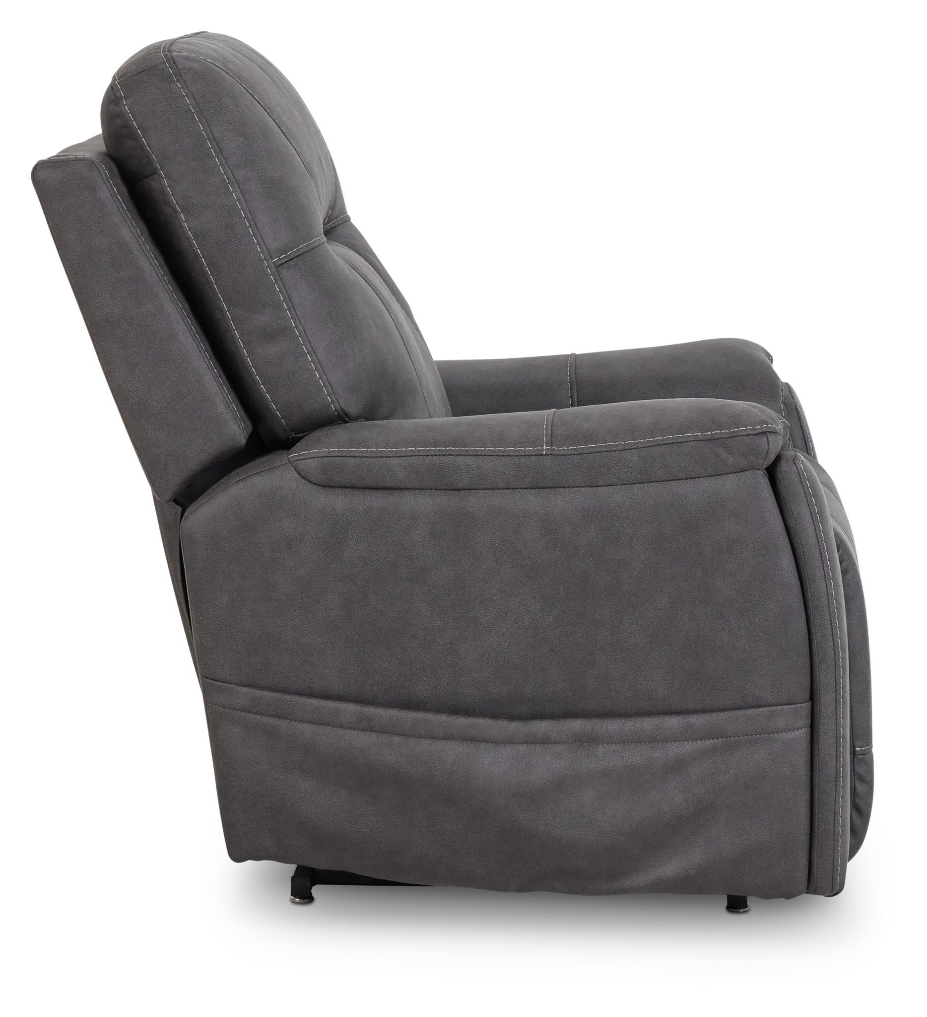 Akron Dark Gray Micro Power Lift Recliner With Power Lumbar