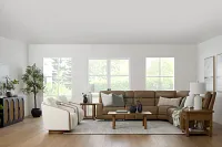 Jasper Light Brown Leather Medium Dual Power 2-arm Reclining Sectional