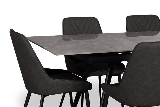 Maricopa Gray Extension Table With 6 Upholstered Side Chairs