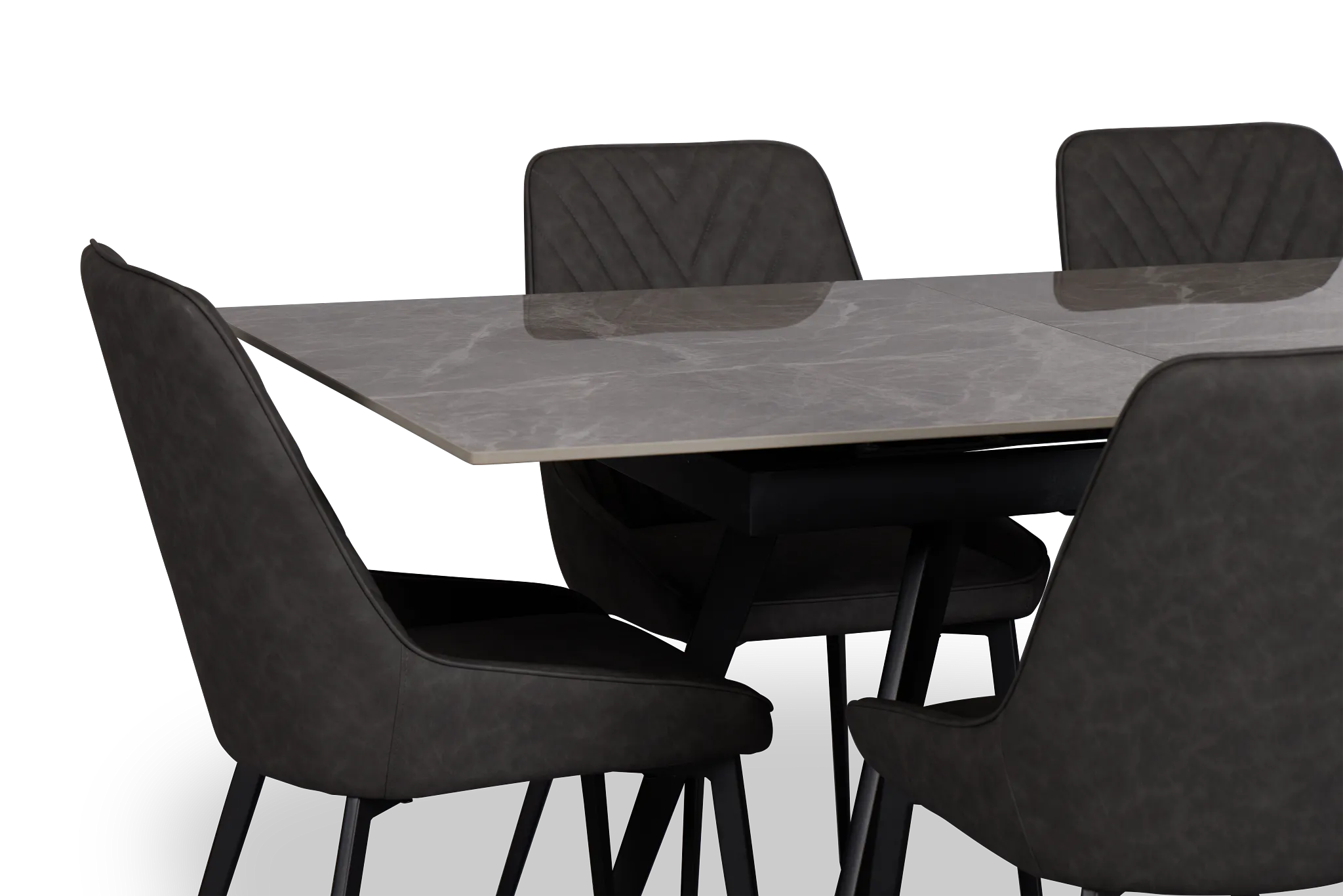 Maricopa Gray Extension Table With 6 Upholstered Side Chairs