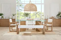 Haven White Upholstered Dining Bench
