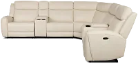 Walker Ivory Lthr/vinyl Large Dual Power Reclining Two-arm Sectional
